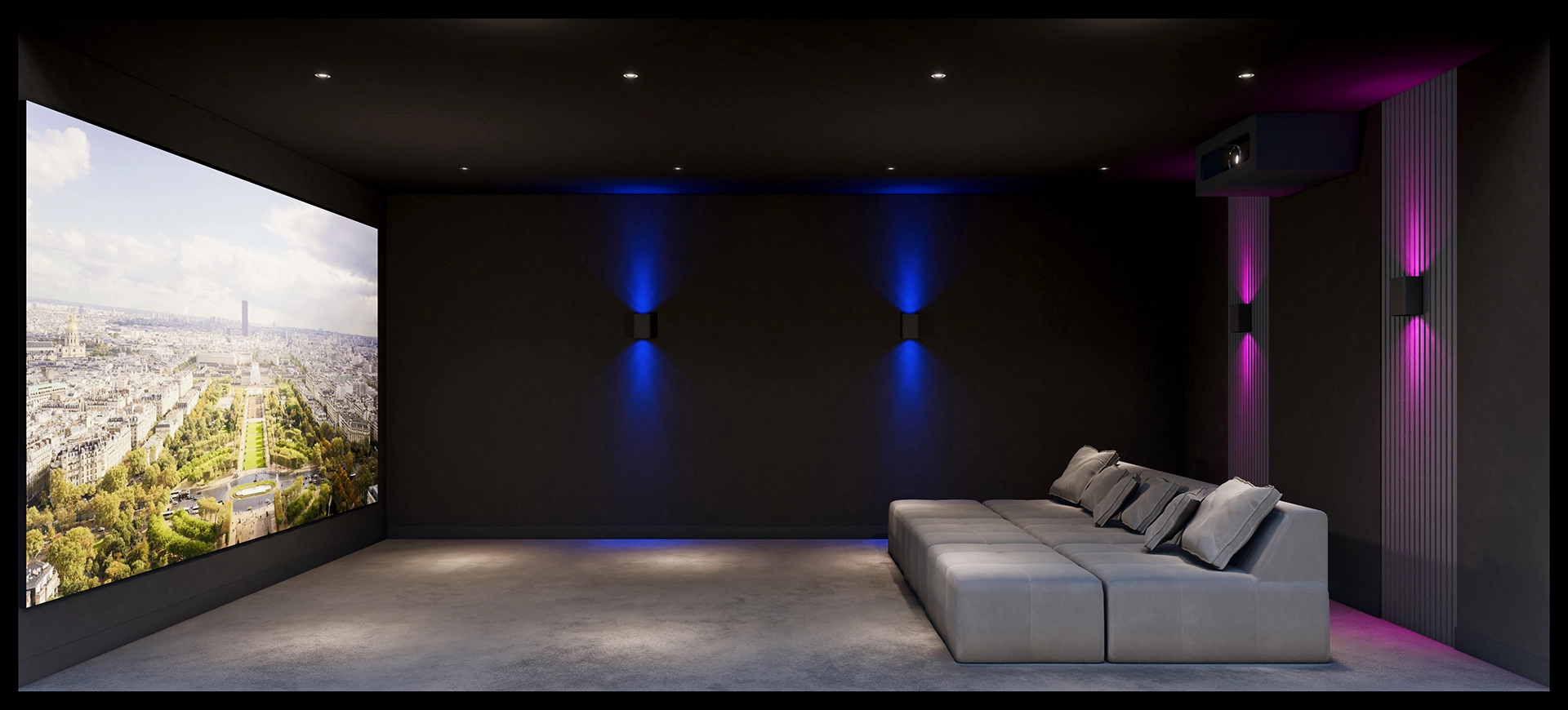 Salle D1 avec éclairage LED coloré