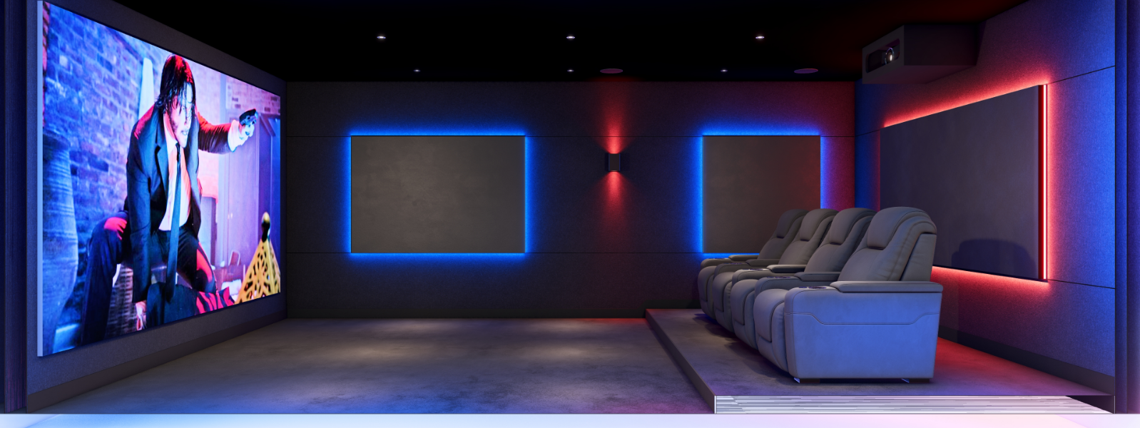 Salle avec éclairage LED